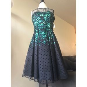 Green and black dress